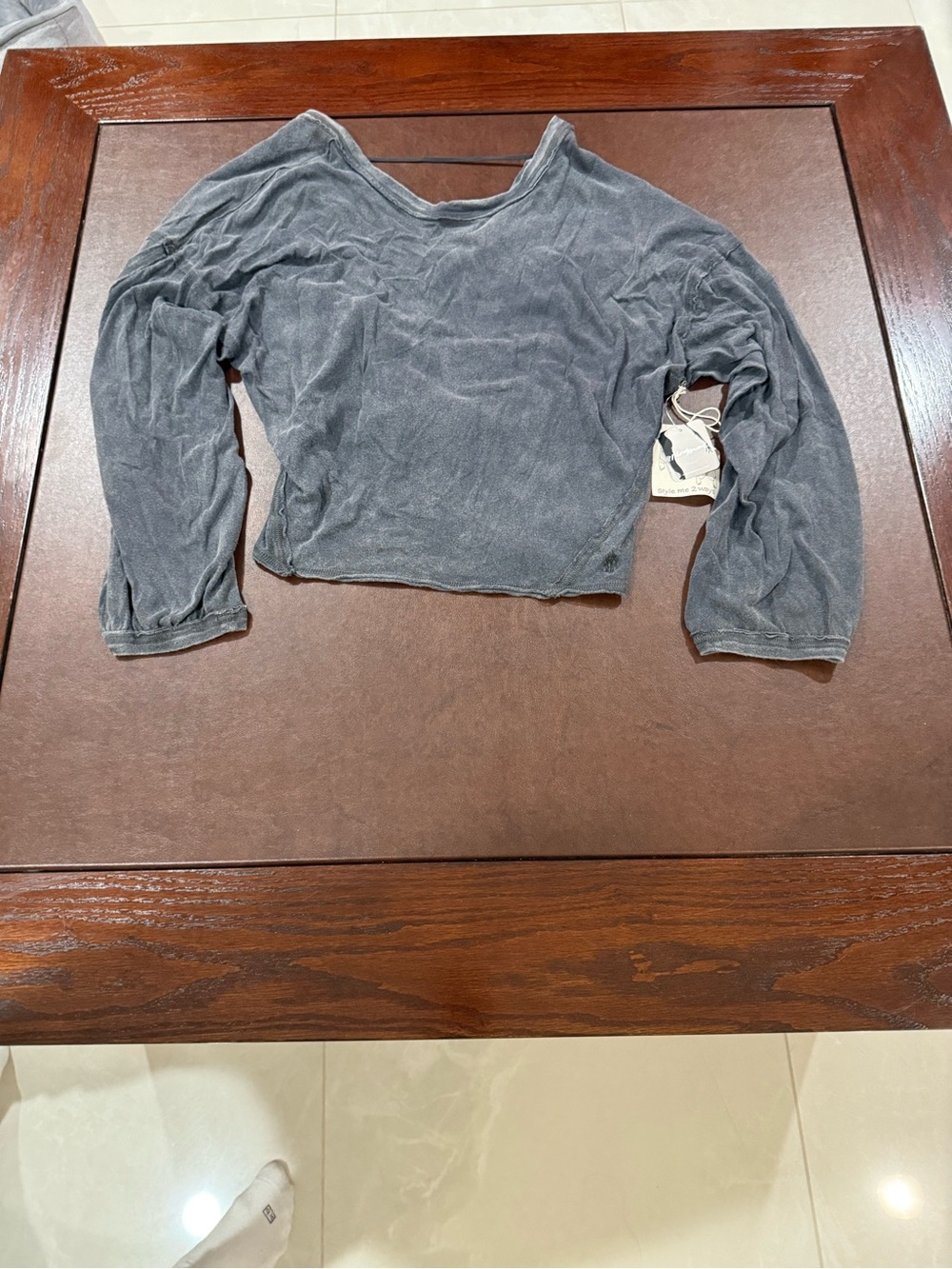 NWT free people movement cropped sweater cotton athletic long sleeve tee XS Grey - Picture 2 of 7